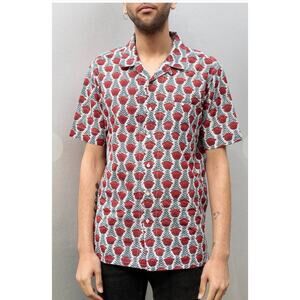 KARDO posie print cotton men’s button down shirt L